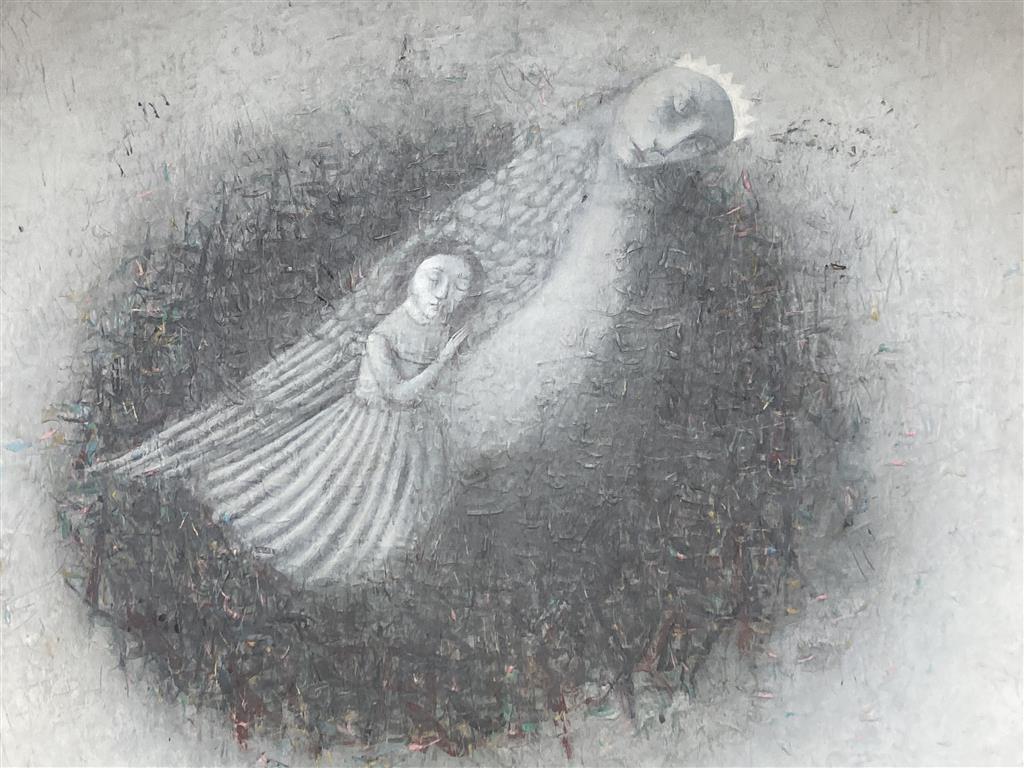 Svetlana Rumak (1969-), acrylic on canvas, Dreams of Birds 2013, 70 x 70cm, unframed